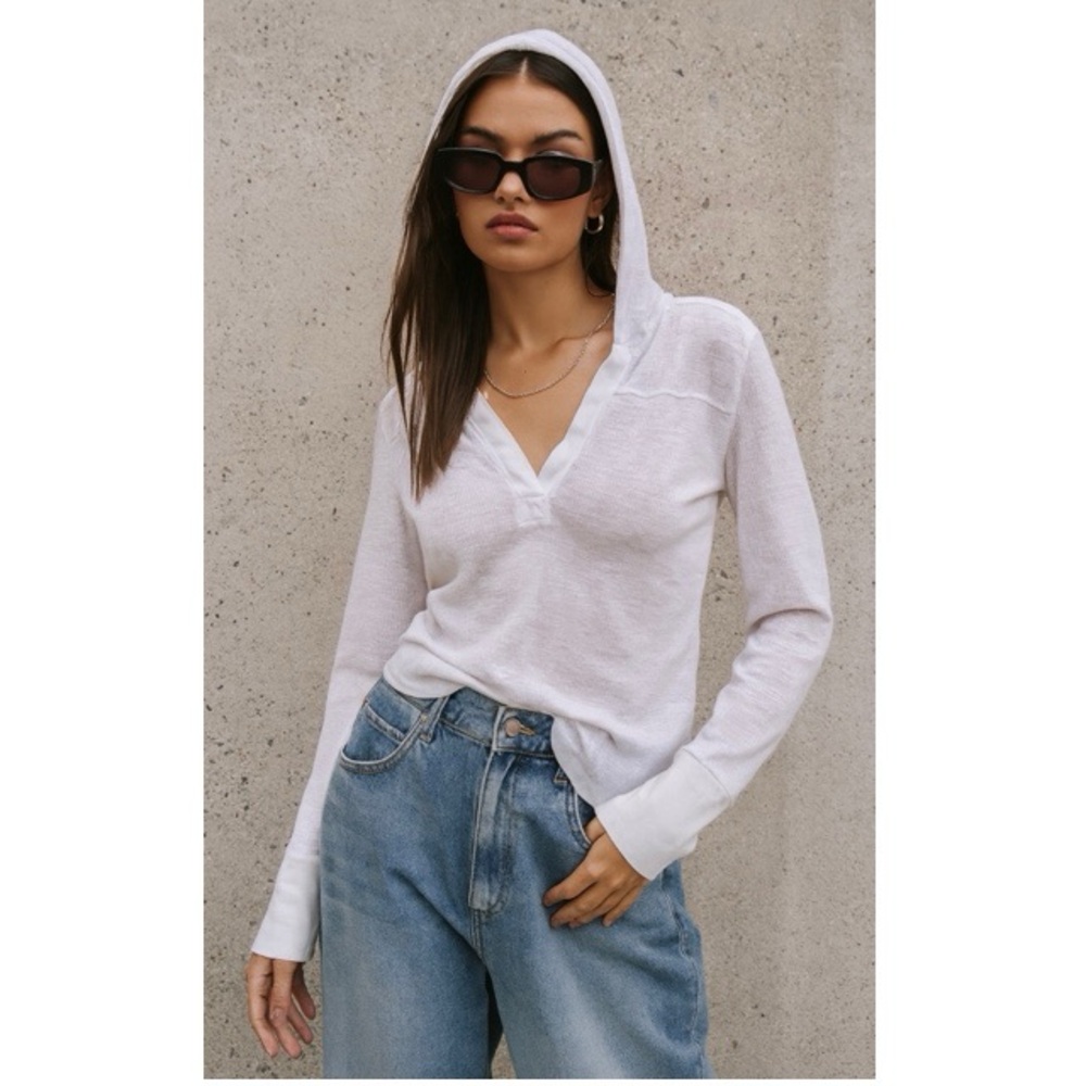 Stateside White Hooded Lightweight Thermal Top